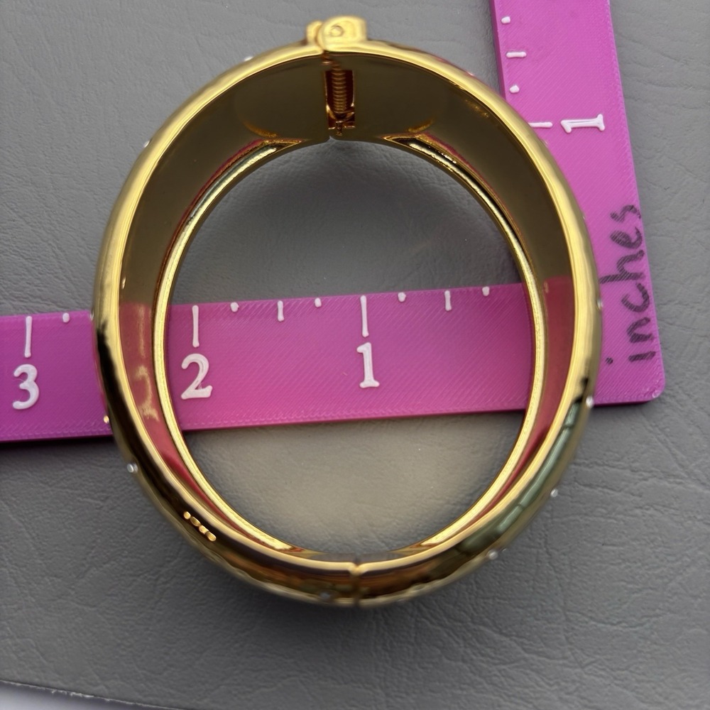 Talbots‎ Gold Tone Rhinestone Hinged Bracelet - Picture 13 of 13